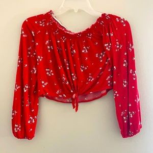 Divided long-sleeves Crop-top S